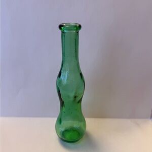 Vintage Green Curvy Glass Sensual Shaped Bud Vase Bottle.